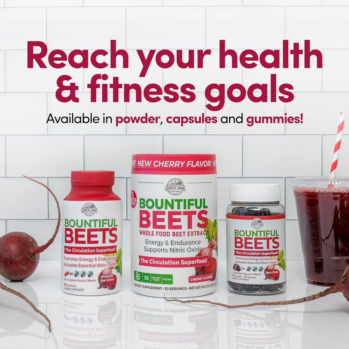 Organic Beet Extract Superfood for Healthy Circulation and Energy Boost, Cherry Flavor, 30 Servings