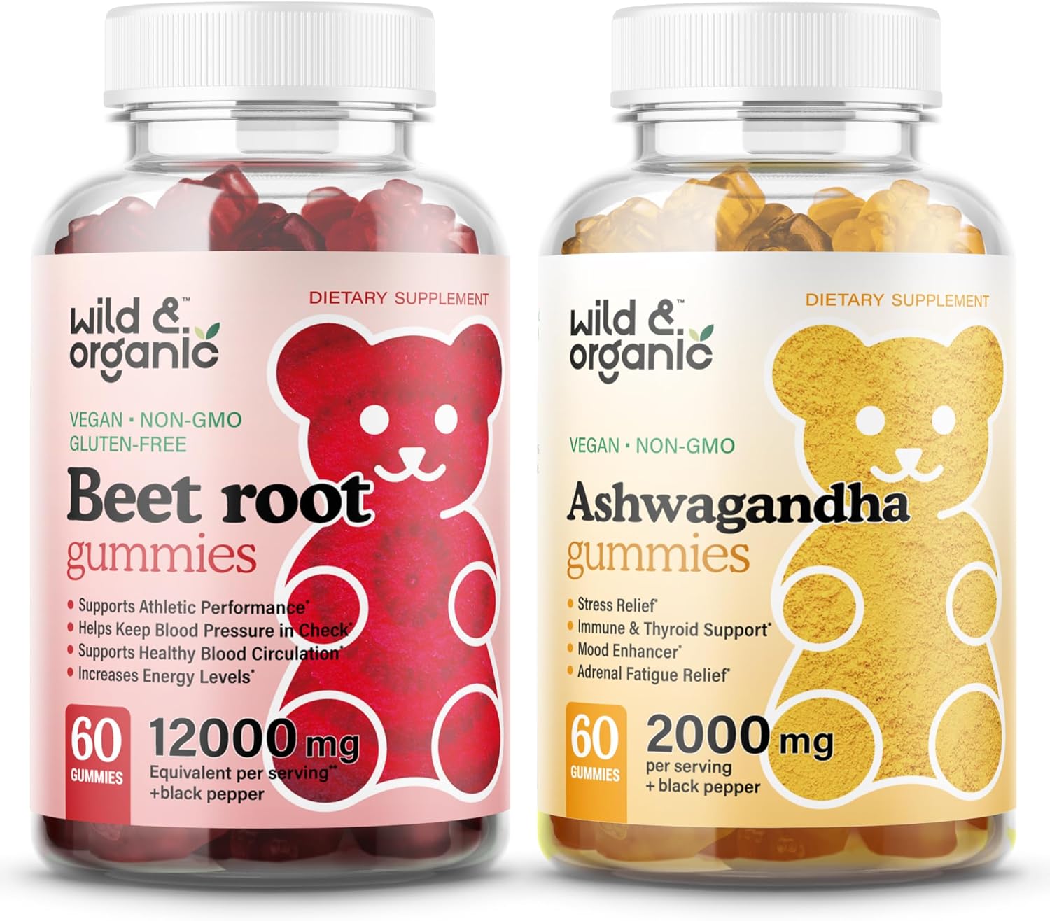 Organic Beet Root and Ashwagandha Gummies - Wildcrafted and Natural Supplements for Wellness