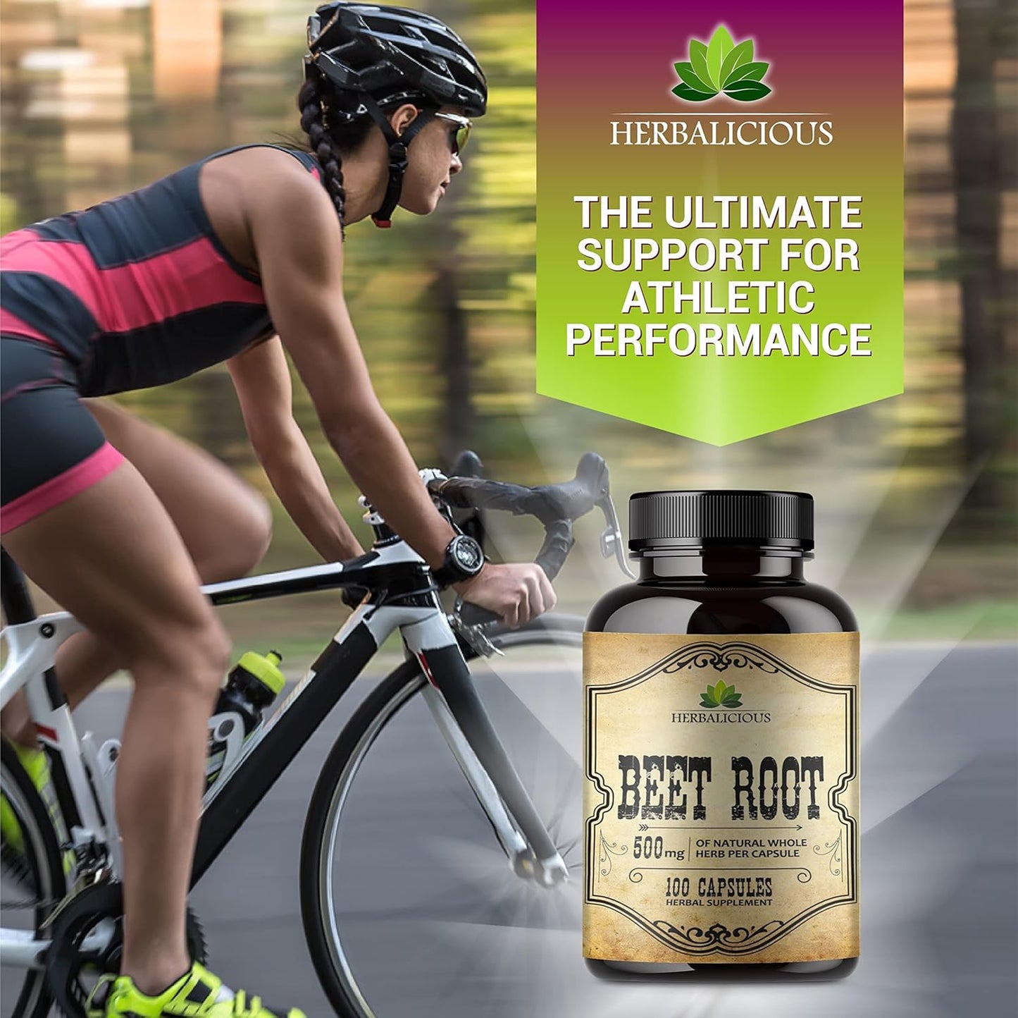 Organic Beet Root Capsules for Enhanced Athletic Performance, Liver Support, and Natural Energy Boost - 100 Capsules