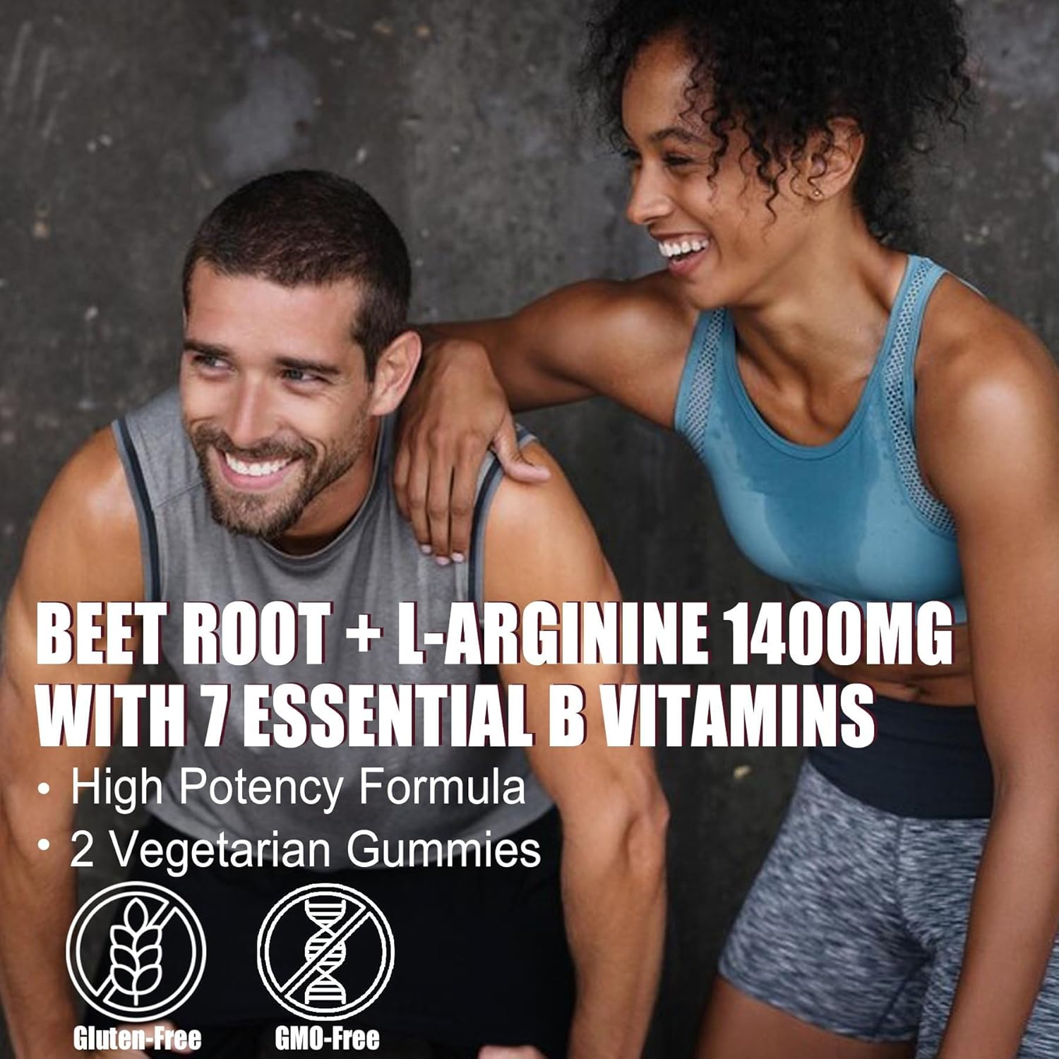 Organic Beet Root Gummies with L-Arginine 1400mg for Energy, Blood Flow & Circulation - Vegan, Non-GMO, 120 Count