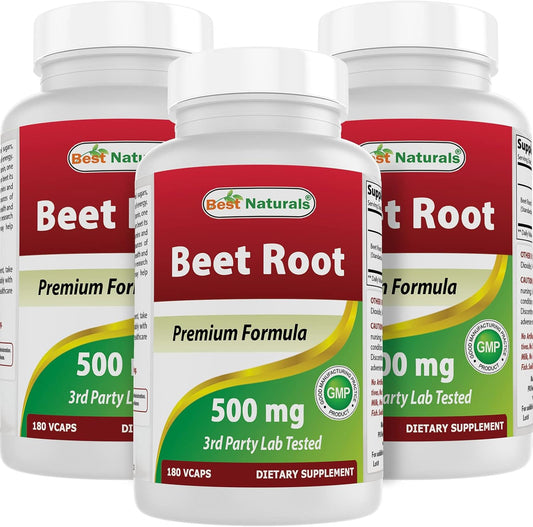 Organic Beet Root Powder Capsules 500mg - 540 Count (3 Pack) - Non-GMO & Gluten Free Supplement