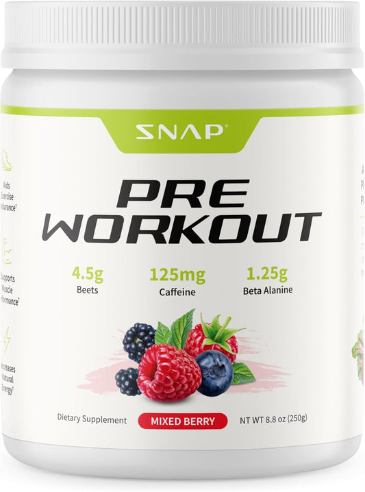 Organic Beet Root Powder Pre Workout Supplement for Energy & Heart Health, Nitric Oxide Boost, Mixed Berry Flavor, 30 Servings