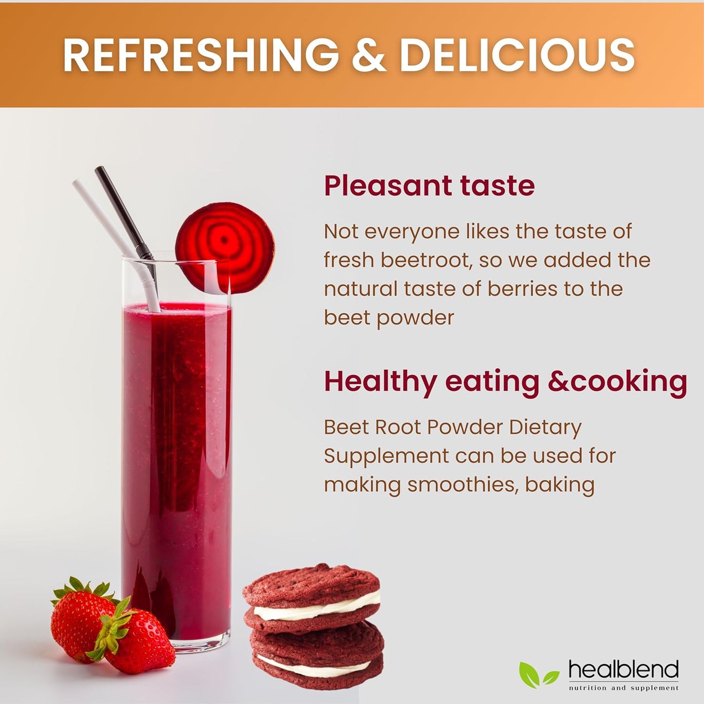 Organic Beet Root Powder with Raspberry & Acai - Berry Flavored Superfood Supplement with Vitamin C & Niacin - 30 Day Supply