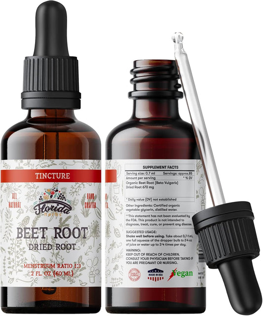 Organic Beet Root Tincture Supplement for Fast Absorption - Gluten-Free Liquid Extract, 2 Fl Oz - Florida Herbs