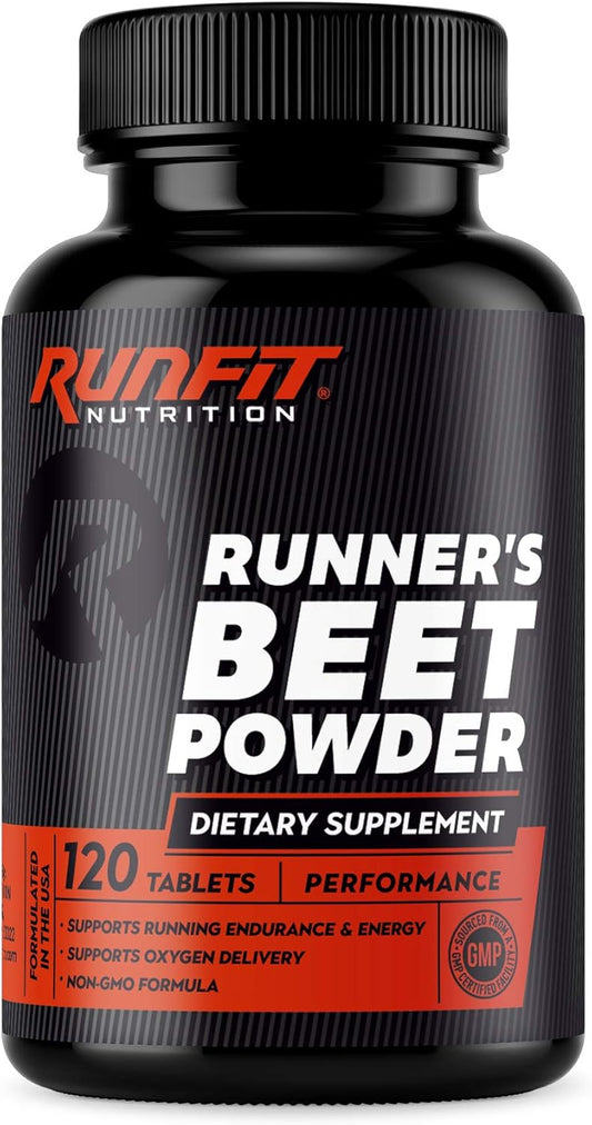 Organic Beetroot Powder Tablets for Runners - Boost Energy, Endurance, & VO2 Max - Natural & Long-Lasting - Run Faster & Longer - 120 Tablets