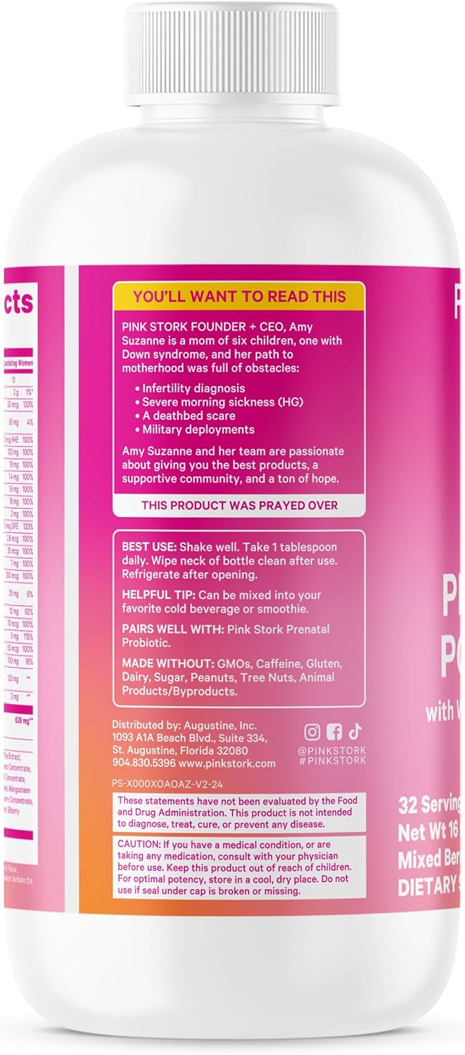Organic Berry Flavored Liquid Prenatal Vitamins for Women - Fertility, Pregnancy, Postpartum Support - Morning Sickness Relief - Breastfeeding Aid - 32 Servings