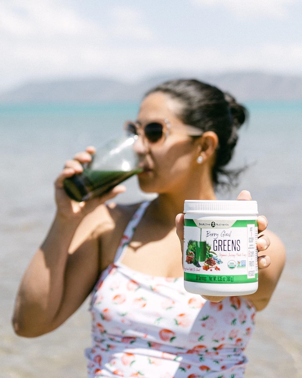 Organic Berry Good Greens Superfood Powder - Vegan Supplement for Energy Boost & Detox - 30 Servings