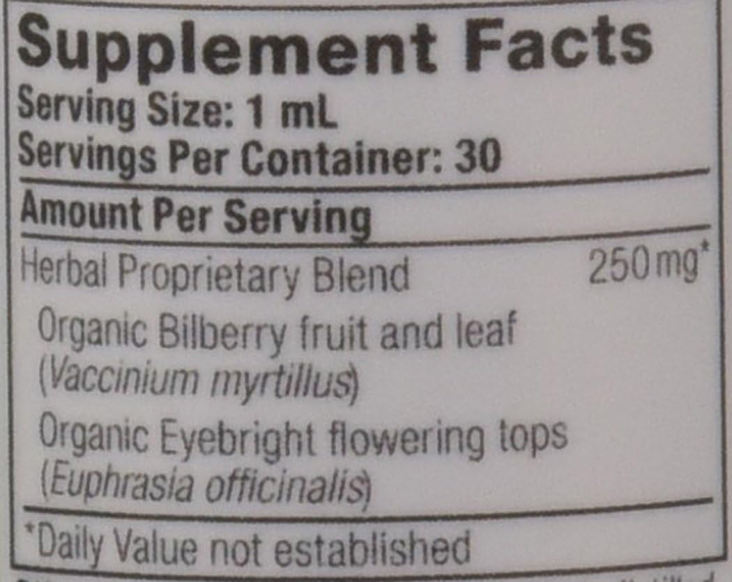 Organic Bilberry Eyebright Extract from Oregon's Wild Harvest - 1 oz Bottle