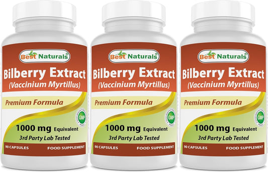 Organic Bilberry Supplement 1000mg - 270 Capsules (3 Pack) - High Quality Antioxidant and Eye Health Support