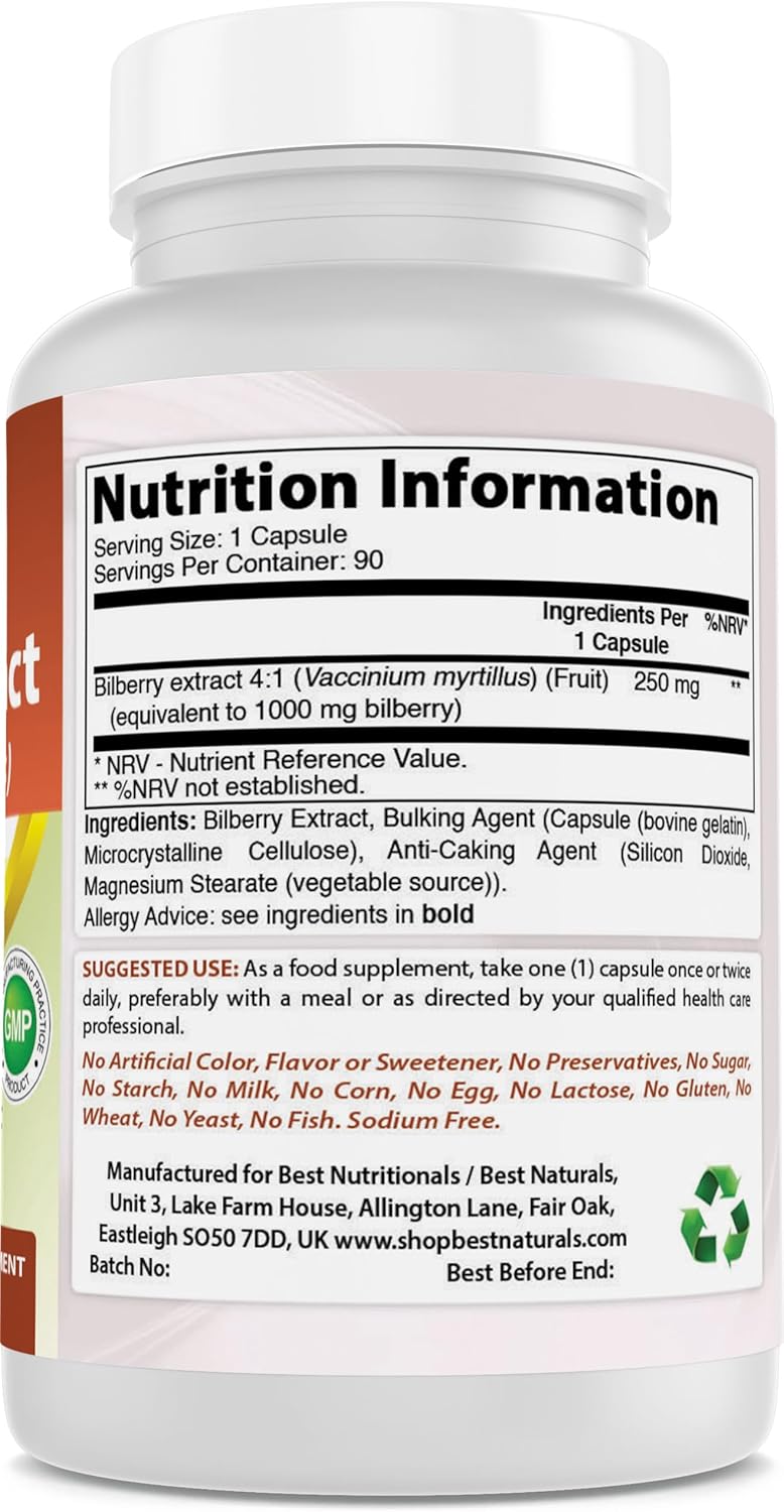 Organic Bilberry Supplement 1000mg - 270 Capsules (3 Pack) - High Quality Antioxidant and Eye Health Support