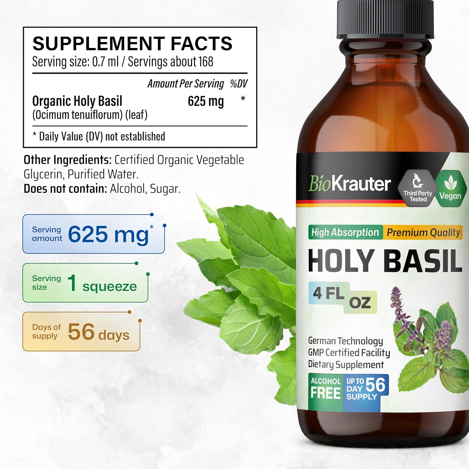 Organic BIO KRAUTER Schisandra and Holy Basil Tincture Bundle - 4 Fl. Oz. Each