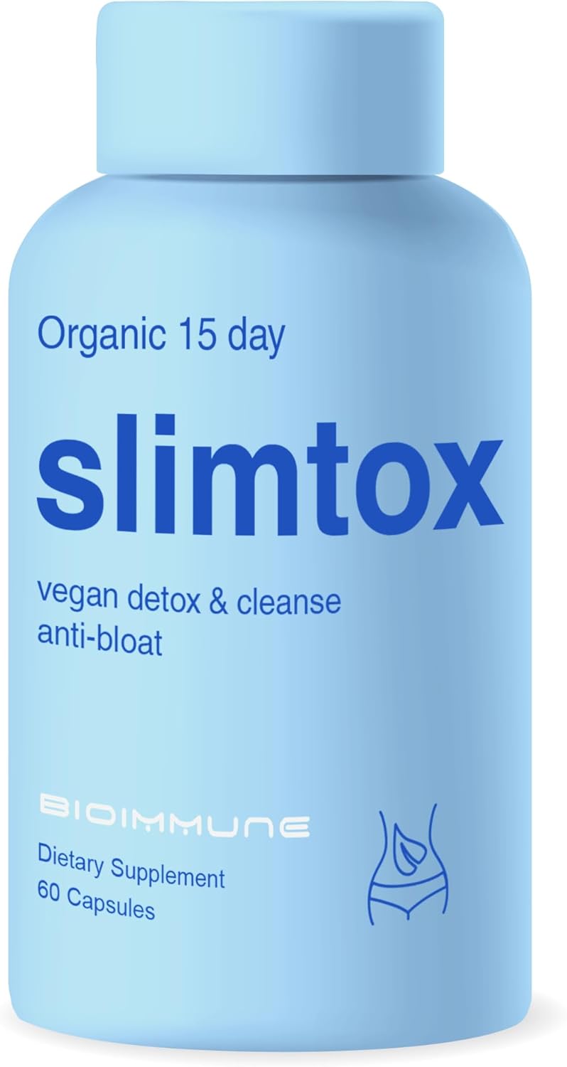Organic BioImmune Slimtox™ 15-Day Colon Cleanse & Detox with Probiotics for Flat Stomach, Less Bloat, and Increased Energy - Constipation Relief, Toxin Flush