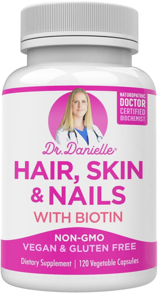 Organic Biotin Supplement for Hair, Skin, and Nails - Doctor Danielle Formula with Coconut Water and Rice Phytoceramides