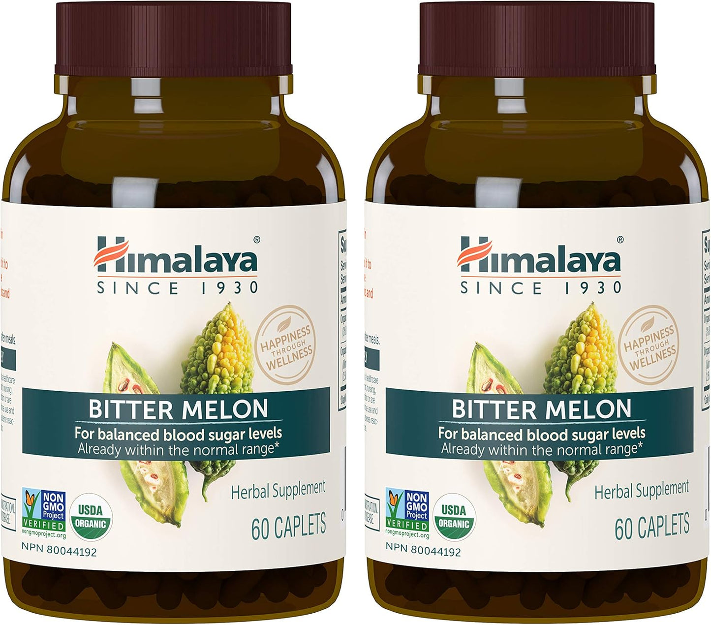 Organic Bitter Melon Caplets for Glucose Metabolism - 660 mg - 60 Caplets x 2 Pack