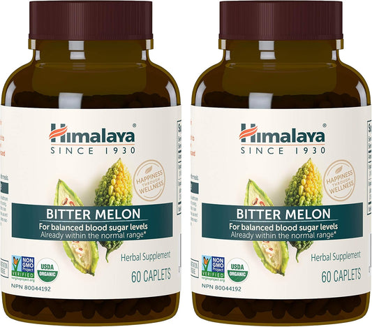 Organic Bitter Melon Caplets for Glucose Metabolism - 660 mg - 60 Caplets x 2 Pack