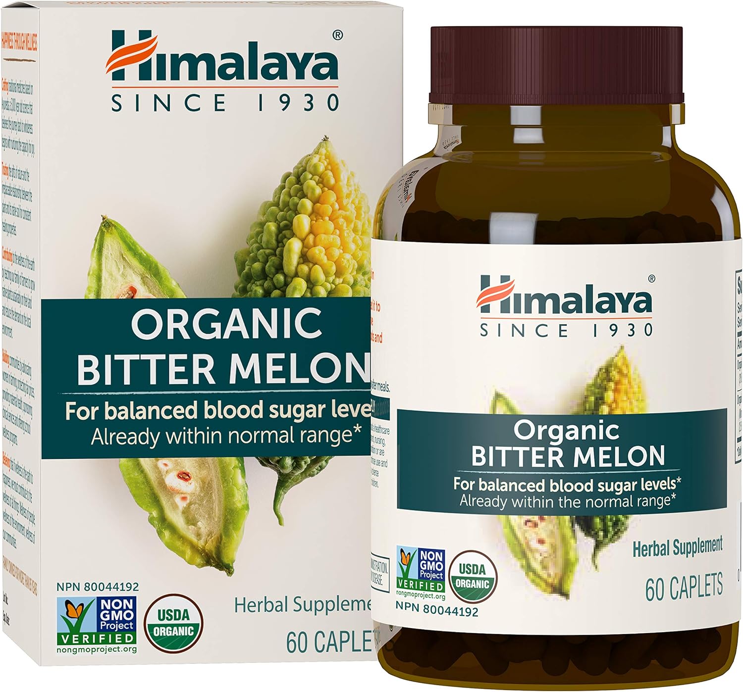 Organic Bitter Melon Caplets for Glucose Metabolism - 660 mg - 60 Caplets x 2 Pack