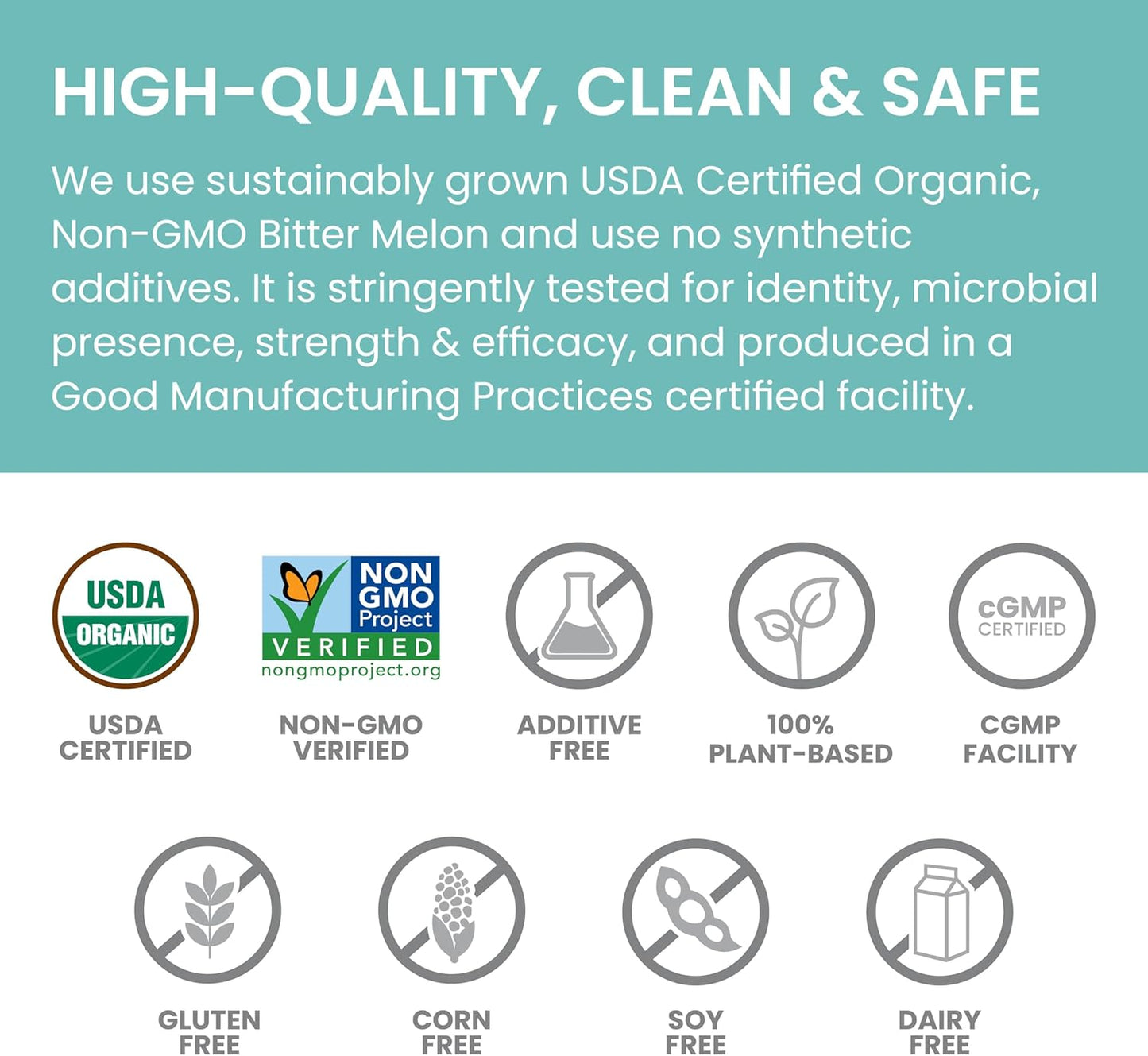 Organic Bitter Melon Caplets for Glucose Metabolism - 660 mg - 60 Caplets x 2 Pack