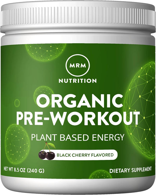 Organic Black Cherry Pre-Workout Powder with Superfoods, Natural Caffeine, and Adaptogens for Clean Energy and Focus - Vegan and Non-GMO - 20 Servings