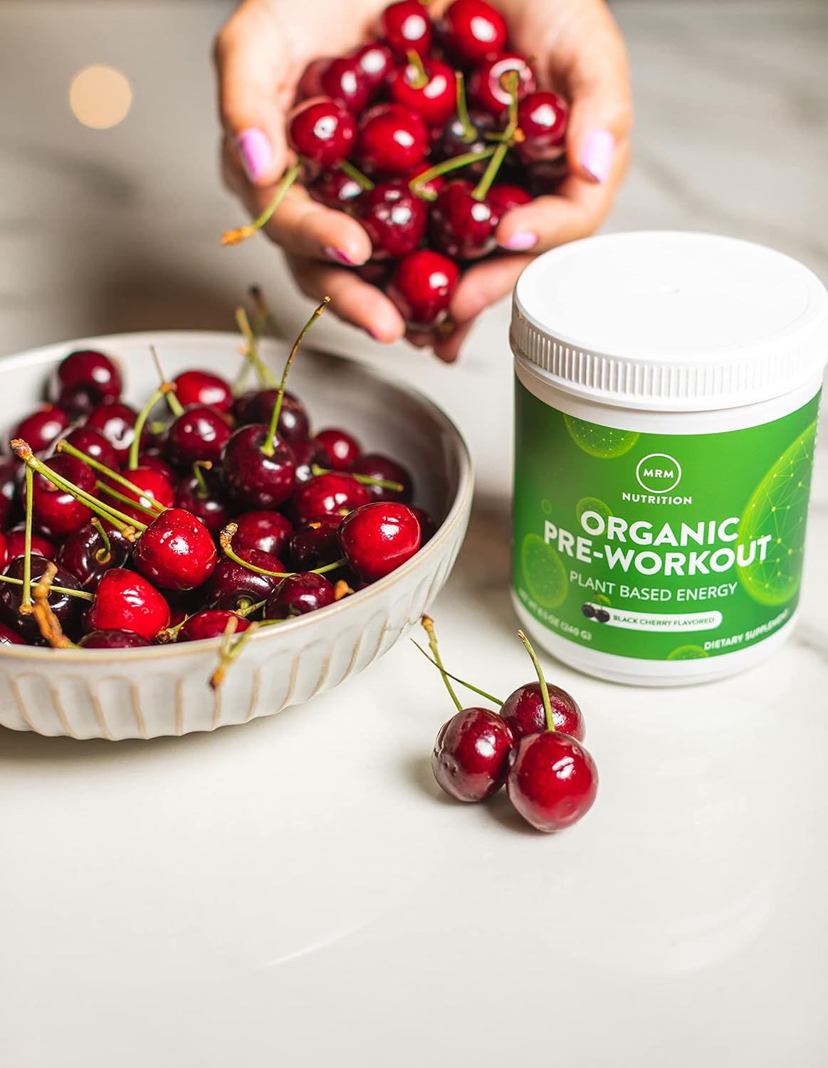 Organic Black Cherry Pre-Workout Powder with Superfoods, Natural Caffeine, and Adaptogens for Clean Energy and Focus - Vegan and Non-GMO - 20 Servings