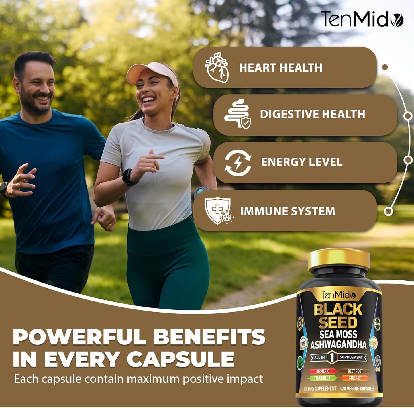 Organic Black Seed Supplement with 8 Superfood Ingredients - 120 Vegan Capsules - 4 Months Supply