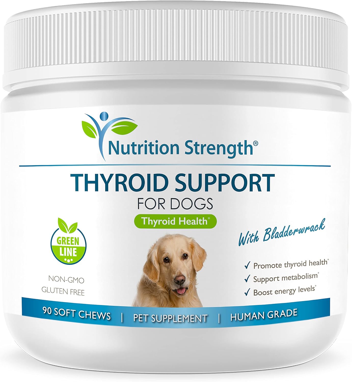Organic Bladderwrack Thyroid Support Soft Chews for Dogs - Promotes Endocrine & Enzyme Function, 90 Count