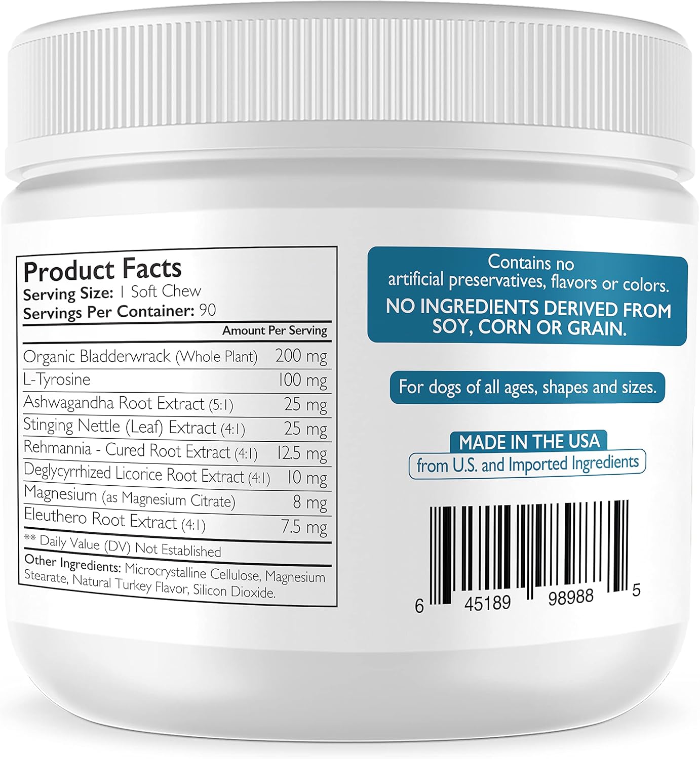 Organic Bladderwrack Thyroid Support Soft Chews for Dogs - Promotes Endocrine & Enzyme Function, 90 Count