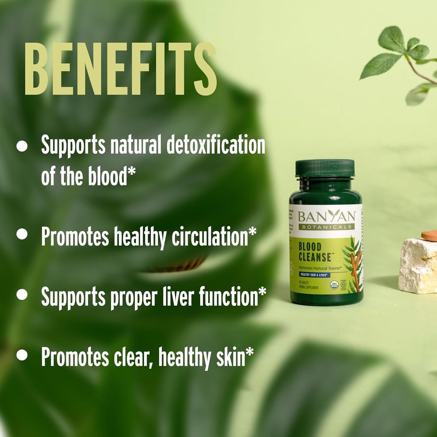 Organic Blood Cleanse Tablets with Manjistha & Neem for Clear Skin - Herbal Blood Cleanser Detox Supplement - 90 Vegan Tablets