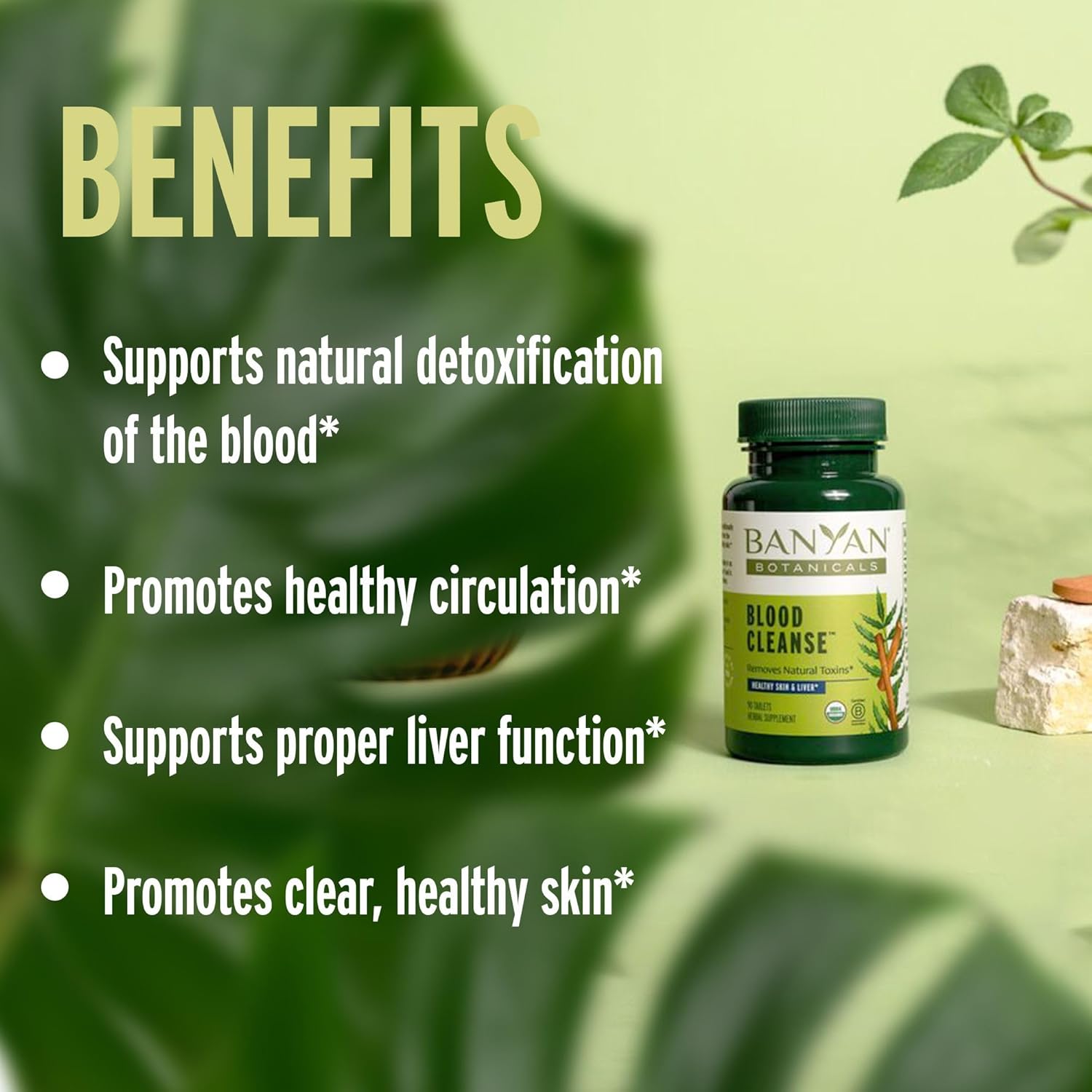 Organic Blood Cleanse Tablets with Manjistha & Neem for Clear Skin - Herbal Blood Cleanser Detox Supplement - 90 Vegan Tablets