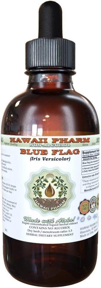 Organic Blue Flag Alcohol-Free Liquid Extract - 2 oz Glycerite by Hawaii Pharm