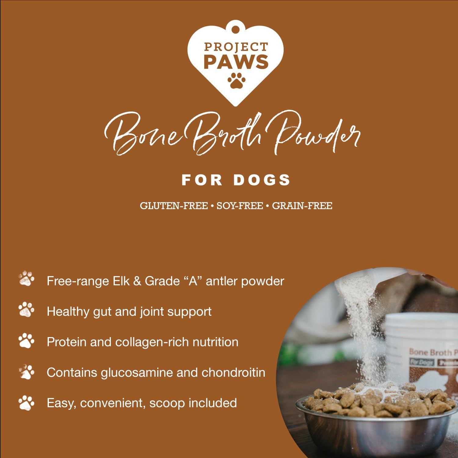 Organic Bone Broth with Elk Antler Powder for Dogs - Nutrient-Rich Superfood Topper - Natural Multivitamin Supplement for Dogs - 4 oz
