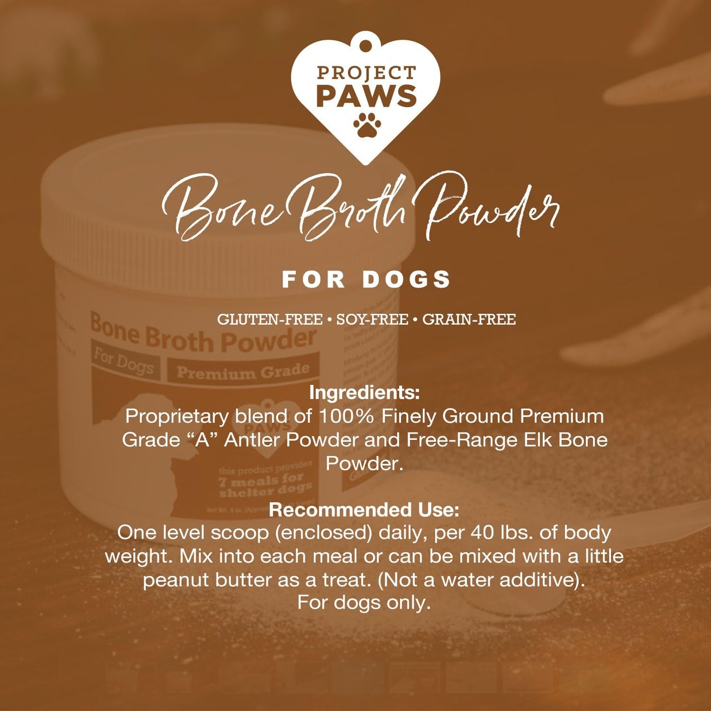 Organic Bone Broth with Elk Antler Powder for Dogs - Nutrient-Rich Superfood Topper - Natural Multivitamin Supplement for Dogs - 4 oz