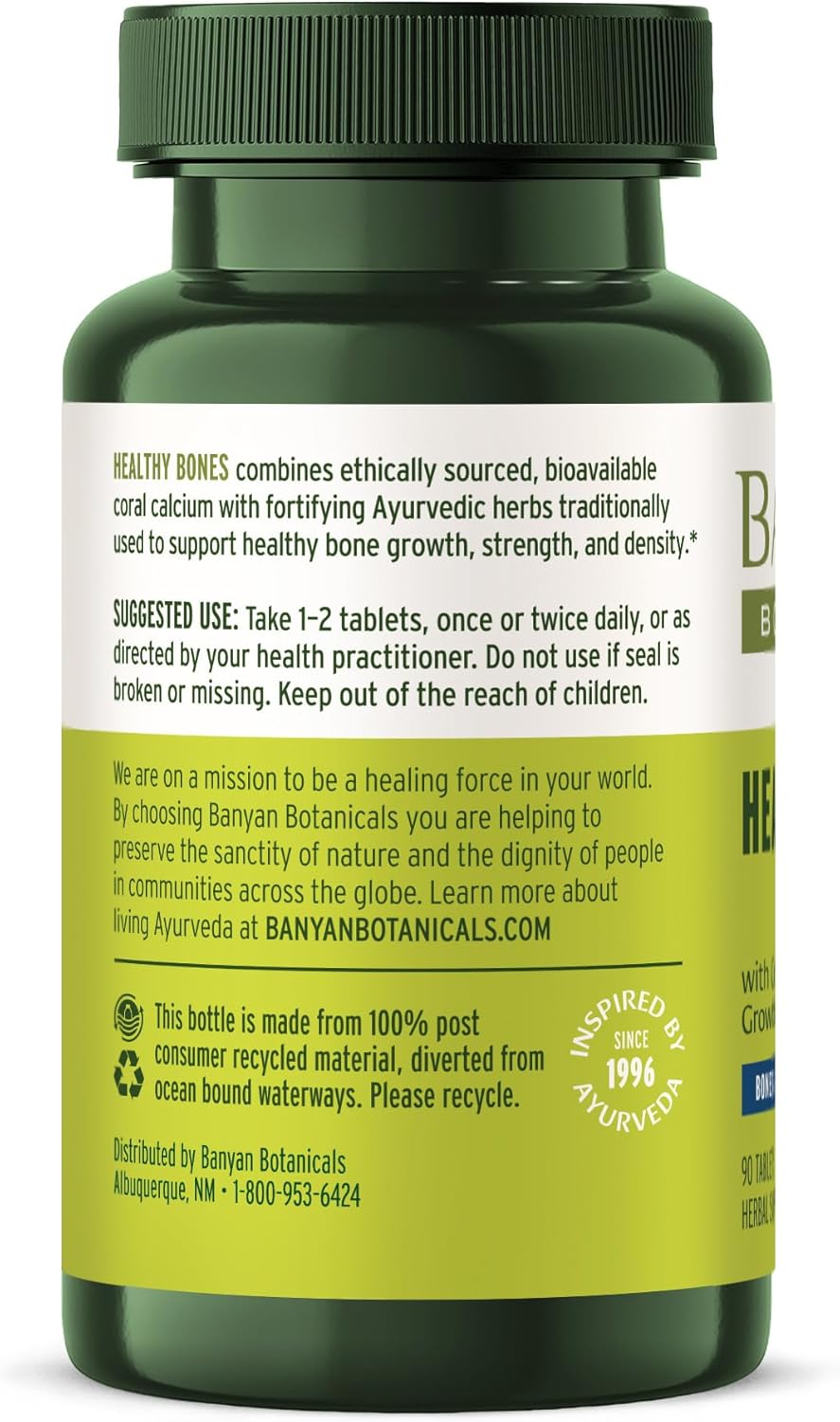 Organic Bone Health Supplement with Coral Calcium for Healthy Bones & Joints - 90 Tablets