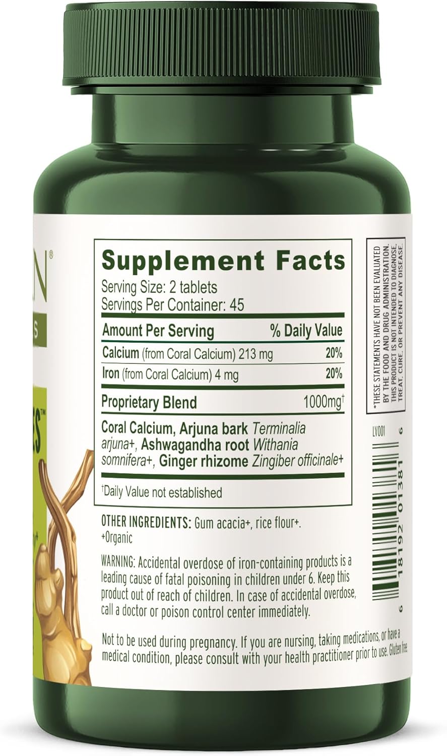 Organic Bone Health Supplement with Coral Calcium for Healthy Bones & Joints - 90 Tablets