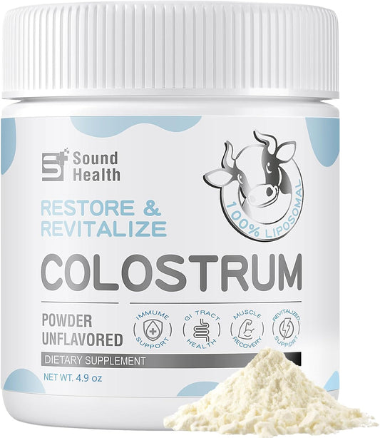 Organic Bovine Colostrum Powder Supplement for Gut Health, Hair Growth, Beauty - Unflavored (73 Servings)