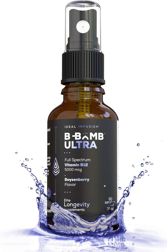 Organic Boysenberry Triple Vitamin B12 Liquid Spray: Nerve Health and Energy Booster - 5000 mcg Methylcobalamin, Adenosylcobalamin, Hydroxocobalamin - Keto, Sugar Free