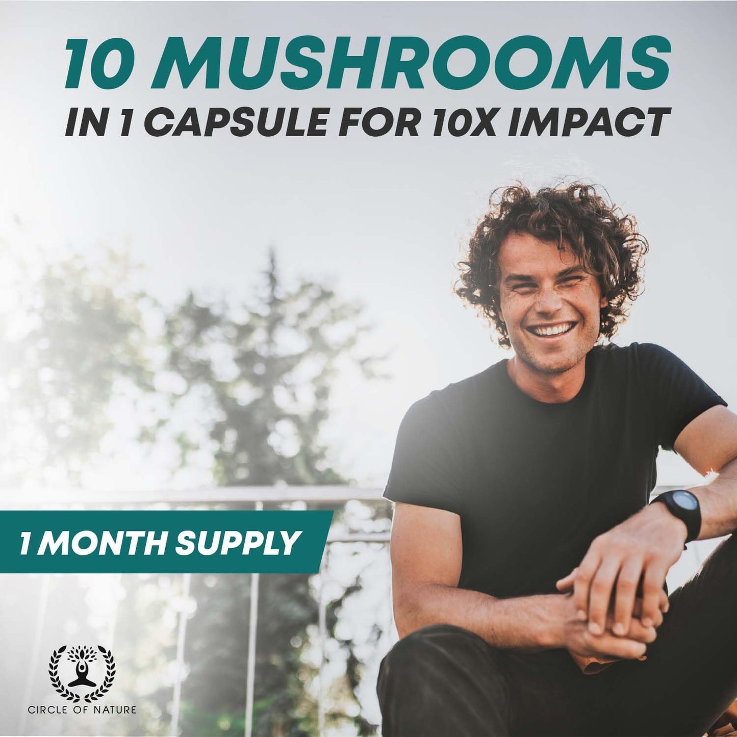 Organic Brain Boosting Mushroom Supplement with 10 Varieties, 1330mg Capsules, Made in USA - Lions Mane, Reishi, Cordyceps, and More