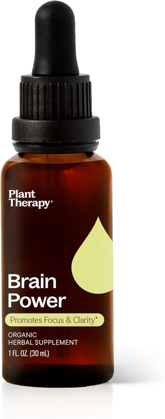 Organic Brain Power Tincture 30 mL - Supports Focus, Clarity, Alertness, Memory - Brain Boost Supplement with Benefits
