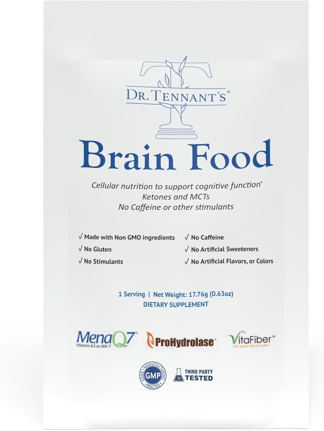 Organic Brain Supplement for Cognitive Focus and Memory Function - Dr. Tennant's Brain Food - 14 Servings