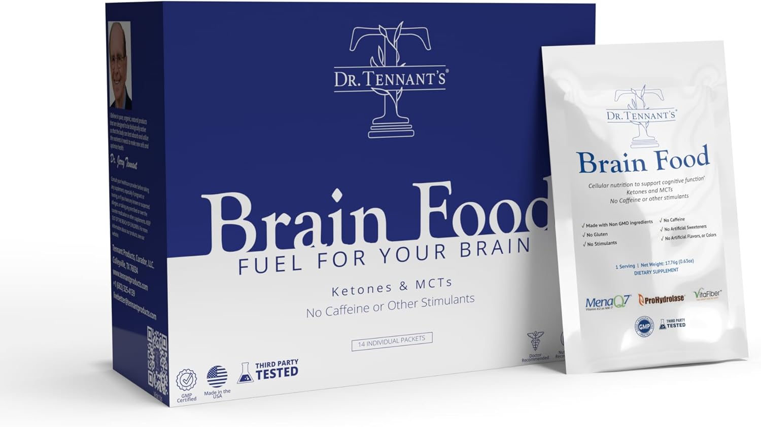 Organic Brain Supplement for Cognitive Focus and Memory Function - Dr. Tennant's Brain Food - 14 Servings