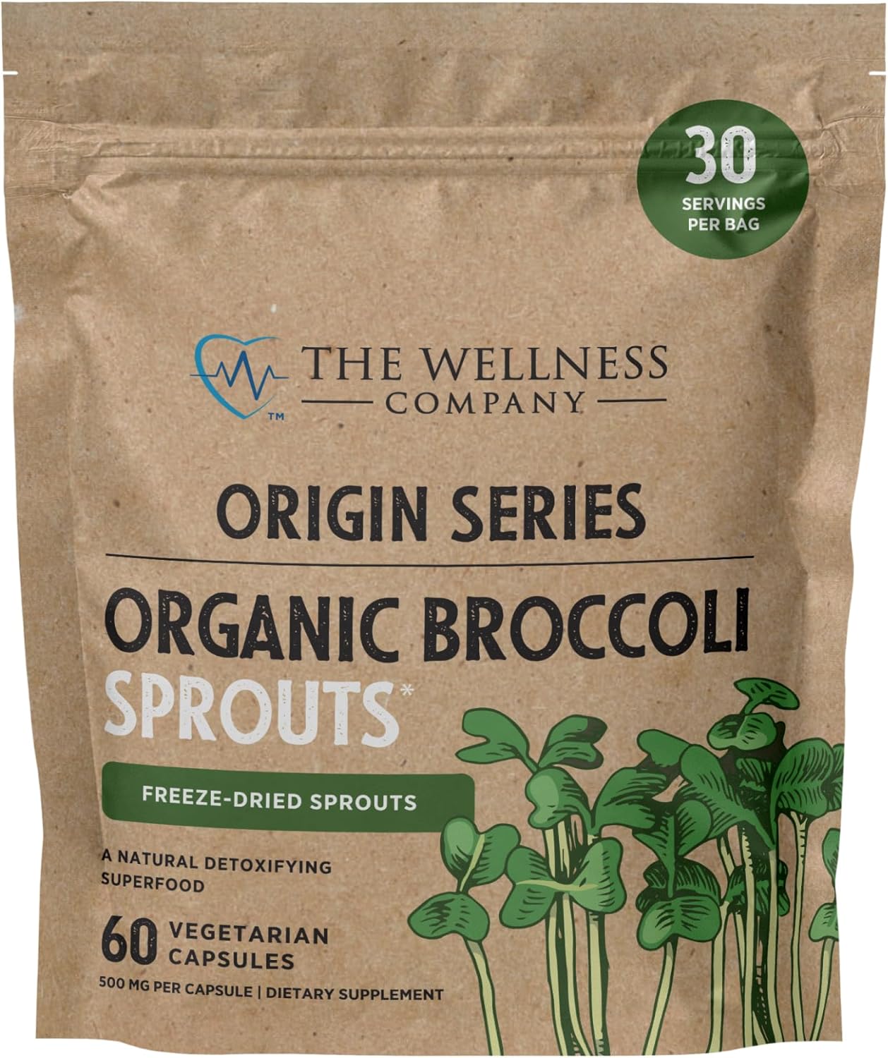 Organic Broccoli Sprouts Capsules | Vegan Detox Superfood | 60 Capsules (1 Month) | Non-GMO, Gluten-Free | Supports Immune & Metabolic Health