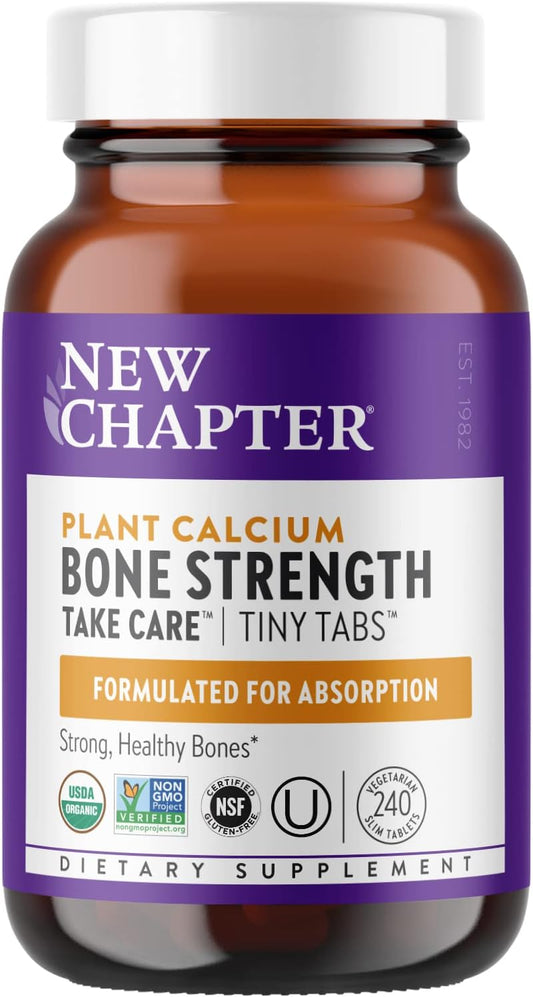 Organic Calcium Supplement with Magnesium, Vitamin D3+K2 for Bone Strength - 240 ct Easy-to-Swallow Tiny Tabs
