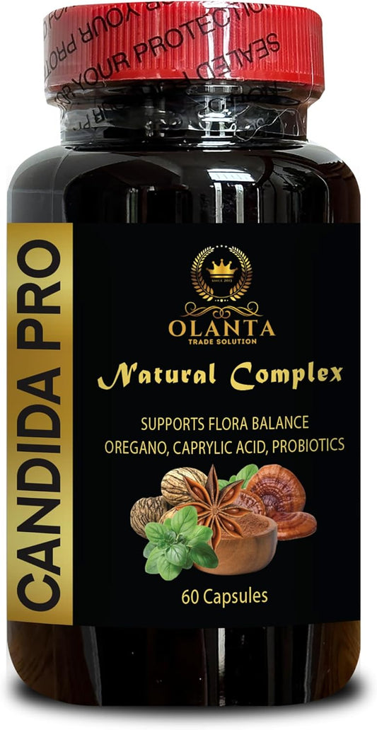 Organic Candida Support Complex - Oregano Oil, Wormwood, Black Walnut Capsules - Detox & Balance - 60 Capsules