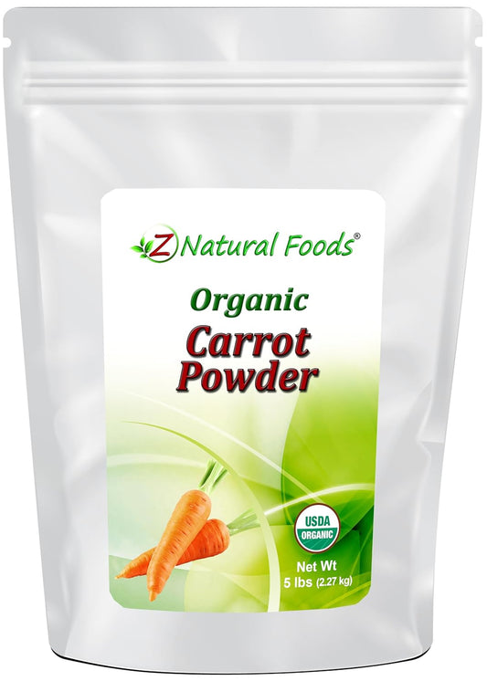 Organic Carrot Powder for Vision and Heart Health - 5 lbs - Non-GMO, Vegan, Gluten-Free, Kosher - Ideal for Juices, Smoothies, Recipes