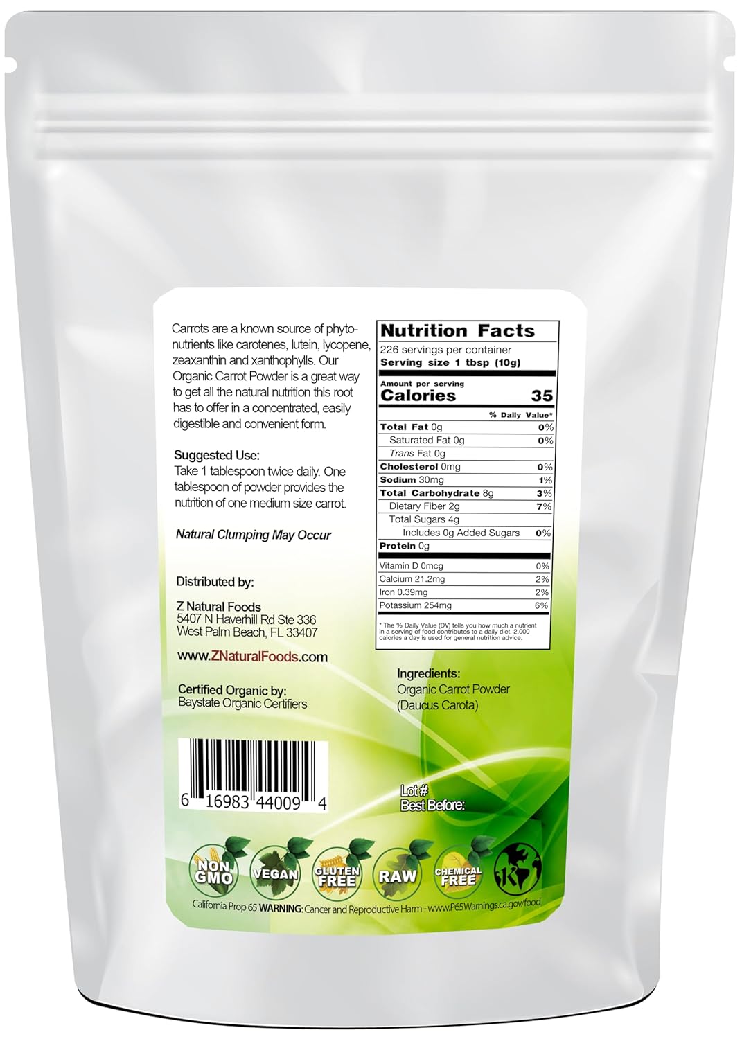 Organic Carrot Powder for Vision and Heart Health - 5 lbs - Non-GMO, Vegan, Gluten-Free, Kosher - Ideal for Juices, Smoothies, Recipes
