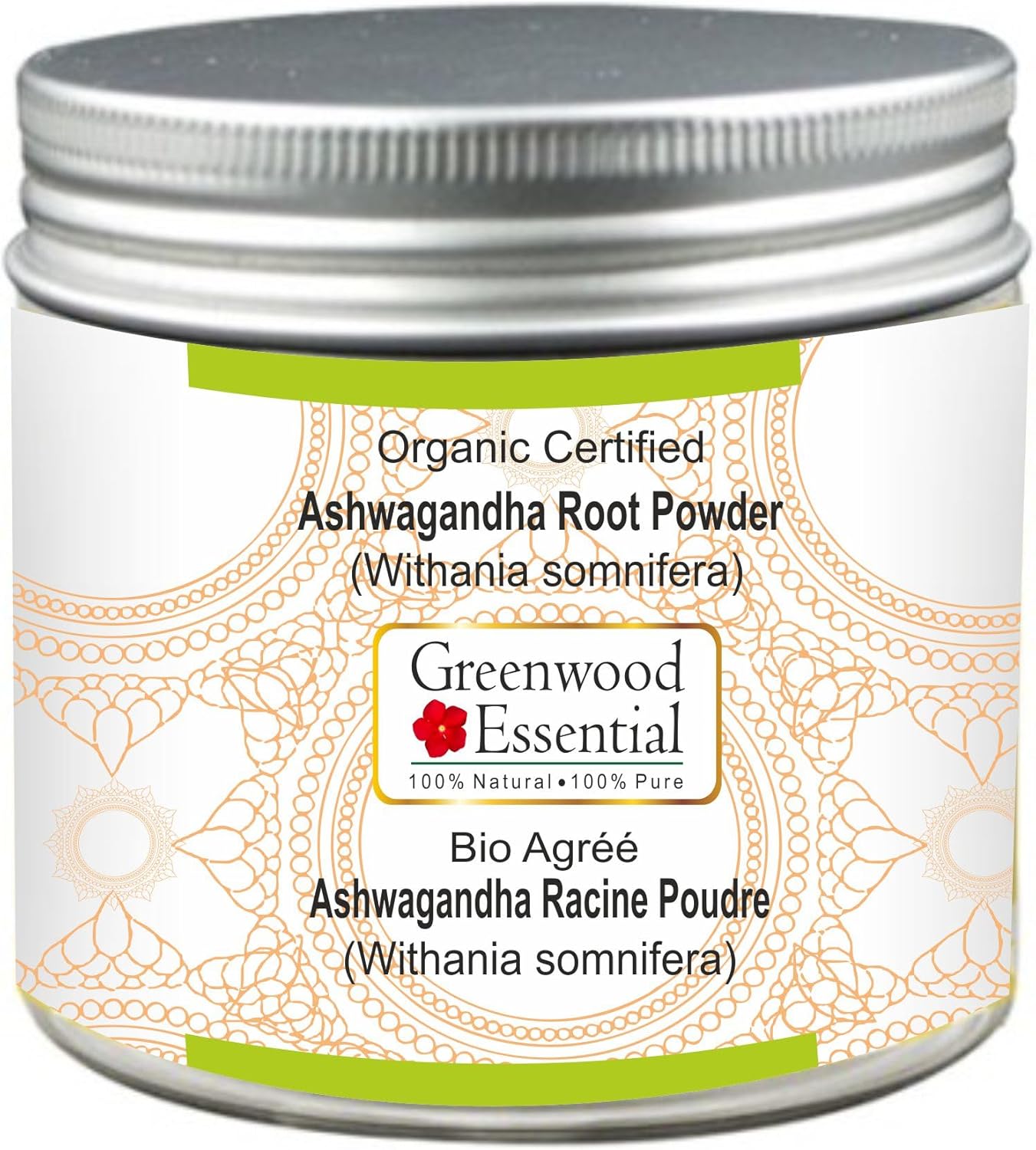 Organic Certified Ashwagandha Powder - 100% Natural Therapeutic Grade - 50gm (1.76 oz)