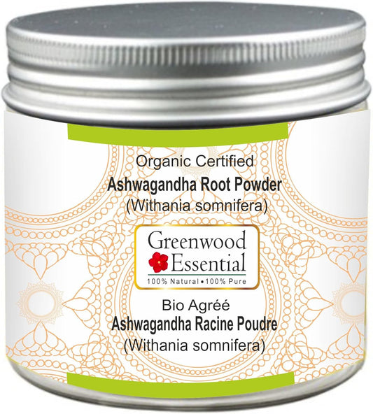 Organic Certified Ashwagandha Powder - 100% Natural Therapeutic Grade - 50gm (1.76 oz)