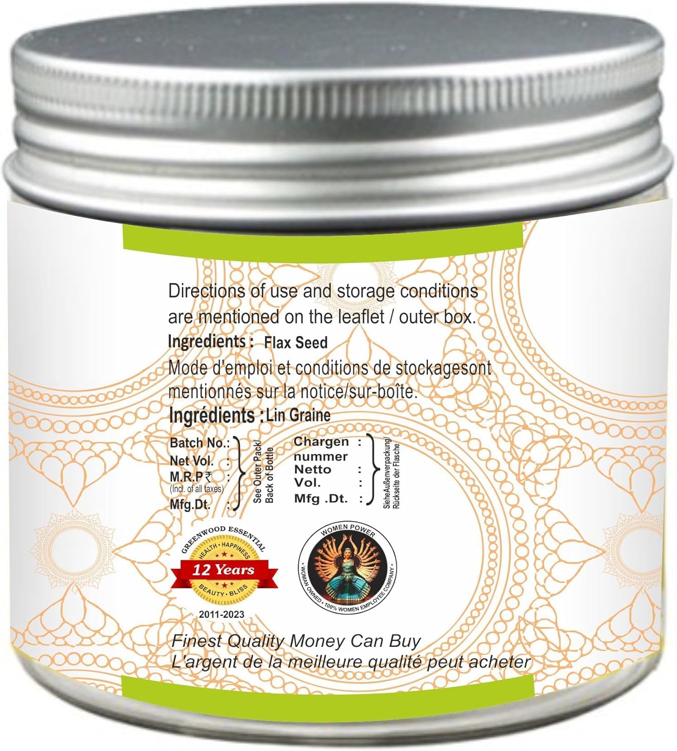 Organic Certified Flax Seed Powder 200gm - 100% Pure Therapeutic Grade - Greenwood Essential
