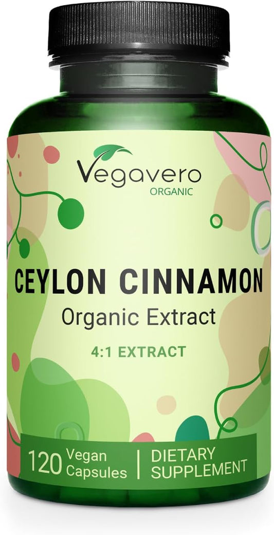 Organic Ceylon Cinnamon Capsules - 2000mg, USDA Certified, Non-GMO, Vegan - 4 Month Supply of 120 Capsules, No Artificial Additives