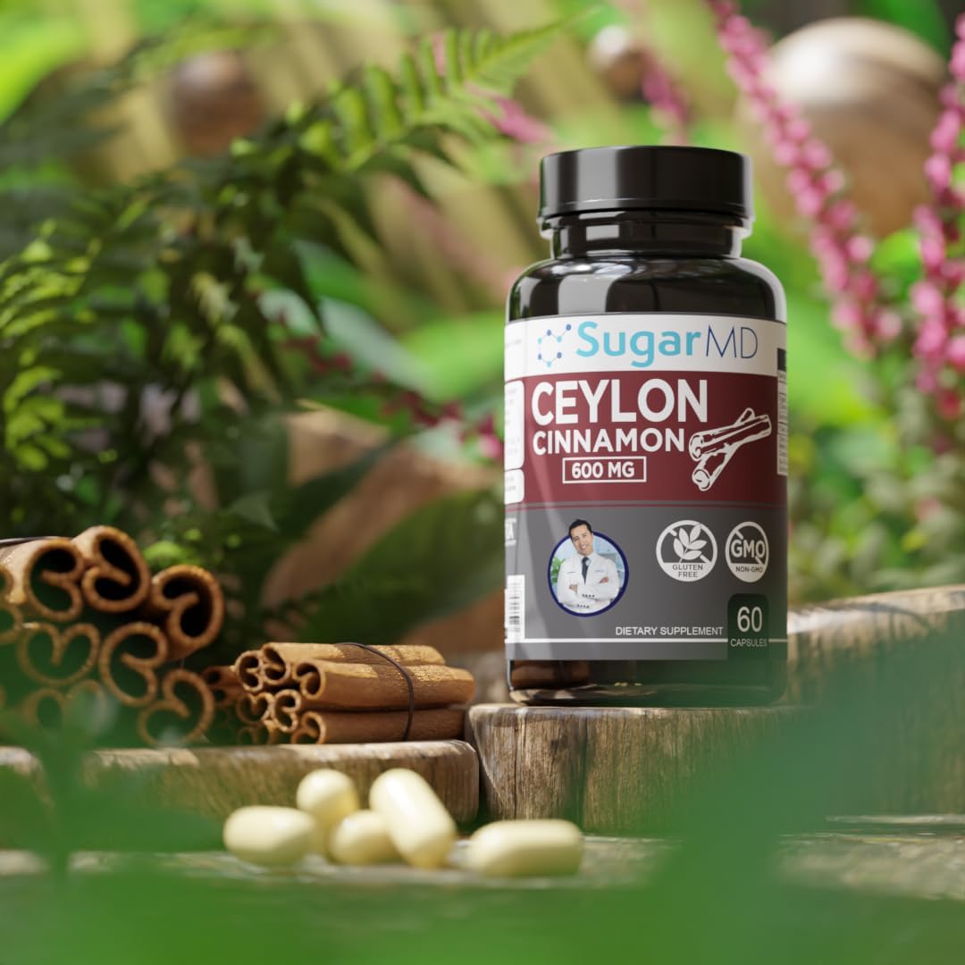 Organic Ceylon Cinnamon Capsules - 600mg Supplement, Non-GMO, Gluten-Free, Vegan - 60 Day Supply
