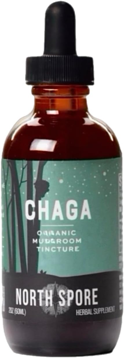 Organic Chaga Mushroom Tincture for Energy & Wellness | Adaptogenic Superfood Drops | Dual Extract Blend, 100% Fruiting Bodies | Non-GMO, Vegan - 2oz